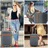Kono Carry On Luggage 22x14x9 Expandable 20Inch Hardshell TSA Lock Grey