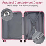 Kono Carry On Luggage 24 Inch Checked - Medium Hard Shell Travel Trolley 4 Spinner Wheels Lightweight Polypropylene Suitcase with TSA Lock, Pink