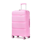 Kono Carry On Luggage 28 Inch Checked - Large Hard Shell Travel Trolley 4 Spinner Wheels Lightweight Polypropylene Suitcase with TSA Lock, Pink