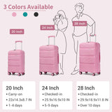 Kono Carry On Luggage 28 Inch Checked - Large Hard Shell Travel Trolley 4 Spinner Wheels Lightweight Polypropylene Suitcase with TSA Lock, Pink