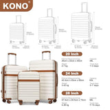 Kono Checked Luggage 28in Expandable Hardside TSA Lock Cream