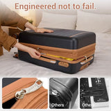 Kono Checked Suitcase 24in Expandable ABS+PC Side Handle luggage Black