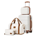 Kono Luggage Set 4 Piece Carry On Hardside Luggage with TSA Lock Spinner Wheels Lightweight PC+ABS Carry On Suitcase Cream White