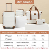 Kono Luggage Set 4 Piece Carry On Hardside Luggage with TSA Lock Spinner Wheels Lightweight PC+ABS Carry On Suitcase Cream White