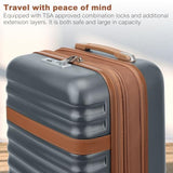 Kono Medium Sized Checked Luggage, 24 Inch Expandable with Spinner Wheels, TSA Lock, ABS + PC Lightweight Travel Suitcase with Larger Capacity and Lighter Weight, Grey Brown