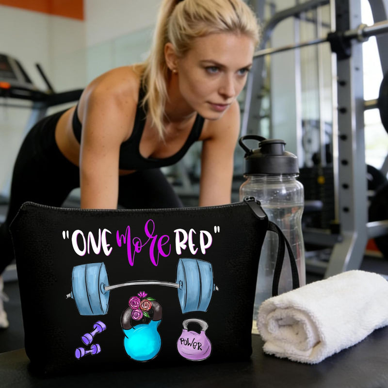 KONSOM Workout Gym Exercise Gifts for Fitness Lovers Personal Trainer Women Female Friends Sister Friend, Small Black Makeup Cosmetic Bag