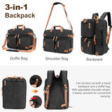 koolehaoda 3 in 1 Convertible Briefcase Backpack 17.3 inch Laptop Backpack Case Messenger Bag for Men, Multi-Functional Computer Bag for Travel Bussiness Men Women (Black)