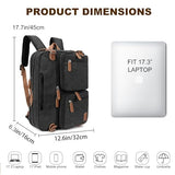 koolehaoda 3 in 1 Convertible Briefcase Backpack 17.3 inch Laptop Backpack Case Messenger Bag for Men, Multi-Functional Computer Bag for Travel Bussiness Men Women (Black)