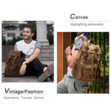 koolehaoda Vintage Canvas Backpack Rucksack Unisex Casual Backpack for 12 - 17" Laptop Backpack Travel Camping Hiking Bag (L - Coffee)
