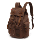 koolehaoda Vintage Canvas Backpack Rucksack Unisex Casual Backpack for 12 - 17" Laptop Backpack Travel Camping Hiking Bag (L - Coffee)