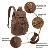 koolehaoda Vintage Canvas Backpack Rucksack Unisex Casual Backpack for 12 - 17" Laptop Backpack Travel Camping Hiking Bag (L - Coffee)