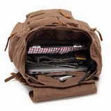 koolehaoda Vintage Canvas Backpack Rucksack Unisex Casual Backpack for 12 - 17" Laptop Backpack Travel Camping Hiking Bag (L - Coffee)