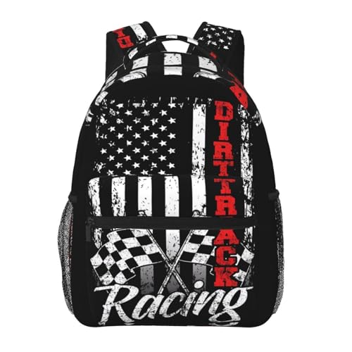 KOSUES American Flag Dirt Track Racing Car Bike Driver Racer Laptop Backpacks Double Shoulder Laptop Pack Bag Daypack Back Pack Bags | Backpacks4Less