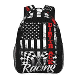 KOSUES American Flag Dirt Track Racing Car Bike Driver Racer Laptop Backpacks Double Shoulder Laptop Pack Bag Daypack Back Pack Bags Rucksack Computer Bag with Side Pockets Front Zipper Pockets