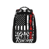 KOSUES American Flag Dirt Track Racing Car Bike Driver Racer Laptop Backpacks Double Shoulder Laptop Pack Bag Daypack Back Pack Bags Rucksack Computer Bag with Side Pockets Front Zipper Pockets