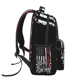 KOSUES American Flag Dirt Track Racing Car Bike Driver Racer Laptop Backpacks Double Shoulder Laptop Pack Bag Daypack Back Pack Bags Rucksack Computer Bag with Side Pockets Front Zipper Pockets