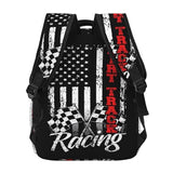 KOSUES American Flag Dirt Track Racing Car Bike Driver Racer Laptop Backpacks Double Shoulder Laptop Pack Bag Daypack Back Pack Bags Rucksack Computer Bag with Side Pockets Front Zipper Pockets