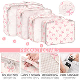 KPX 8 Set Packing Cubes for Travel, Luggage Packing Organizers Accessories Large Toiletries Bag for Clothes Shoes Cosmetics (8Set - Pink Bow)