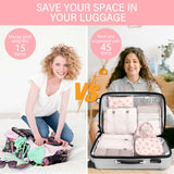 KPX 8 Set Packing Cubes for Travel, Luggage Packing Organizers Accessories Large Toiletries Bag for Clothes Shoes Cosmetics (8Set - Pink Bow)