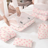KPX 8 Set Packing Cubes for Travel, Luggage Packing Organizers Accessories Large Toiletries Bag for Clothes Shoes Cosmetics (8Set - Pink Bow)
