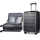 KROSER Carry On Luggage with Spinner Wheels & Built - in TSA Lock, Expandable Top Opening Hard Shell Suitcase Large Capacity Durable Rolling Luggage with USB Port, Carry - On 20 - Inch, Steel Grey
