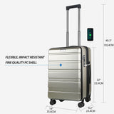 KROSER Carry On Luggage with Spinner Wheels & Built - in TSA Lock, Expandable Top Opening Hard Shell Suitcase Large Capacity Durable Rolling Luggage with USB Port, Carry - On 20 - Inch, Champagne