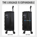 KROSER Carry On Luggage with Spinner Wheels & Built - in TSA Lock, Expandable Top Opening Hard Shell Suitcase Large Capacity Durable Rolling Luggage with USB Port, Carry - On 20 - Inch, Black