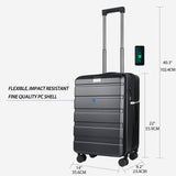 KROSER Carry On Luggage with Spinner Wheels & Built - in TSA Lock, Expandable Top Opening Hard Shell Suitcase Large Capacity Durable Rolling Luggage with USB Port, Carry - On 20 - Inch, Steel Grey