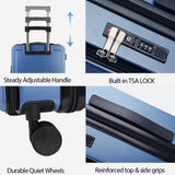 KROSER Carry On Luggage with Spinner Wheels & Built - in TSA Lock, Expandable Top Opening Hard Shell Suitcase Large Capacity Durable Rolling Luggage with USB Port, Carry - On 20 - Inch, Light Blue