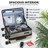 KROSER Carry On Luggage with Spinner Wheels & Built - in TSA Lock, Expandable Top Opening Hard Shell Suitcase Large Capacity Durable Rolling Luggage with USB Port, Carry - On 20 - Inch, Champagne
