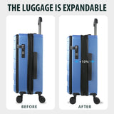 KROSER Carry On Luggage with Spinner Wheels & Built - in TSA Lock, Expandable Top Opening Hard Shell Suitcase Large Capacity Durable Rolling Luggage with USB Port, Carry - On 20 - Inch, Light Blue