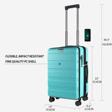 KROSER Carry On Luggage with Spinner Wheels & Built - in TSA Lock, Expandable Top Opening Hard Shell Suitcase Large Capacity Durable Rolling Luggage with USB Port, Carry - On 20 - Inch, Lake Blue