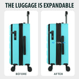 KROSER Carry On Luggage with Spinner Wheels & Built - in TSA Lock, Expandable Top Opening Hard Shell Suitcase Large Capacity Durable Rolling Luggage with USB Port, Carry - On 20 - Inch, Lake Blue