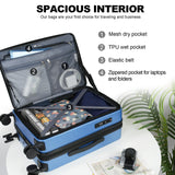 KROSER Carry On Luggage with Spinner Wheels & Built - in TSA Lock, Expandable Top Opening Hard Shell Suitcase Large Capacity Durable Rolling Luggage with USB Port, Carry - On 20 - Inch, Light Blue