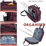 KROSER Carry On Underseat Multi - functional, 16 - inch Underseater Lightweight Overnight Suitcase for Women, Burgundy