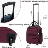 KROSER Carry On Underseat Multi - functional, 16 - inch Underseater Lightweight Overnight Suitcase for Women, Burgundy