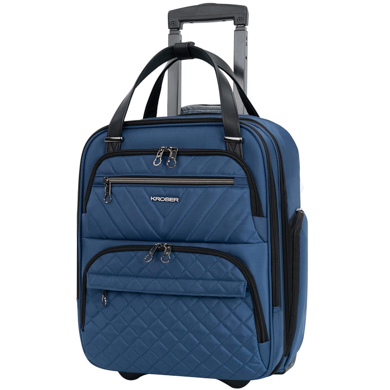 KROSER Carry On Underseat Multi - functional, 16 - inch Underseater Lightweight Overnight Suitcase for Women, Haze Blue