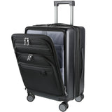 KROSER Hardside Expandable Carry On Luggage 22x14x9 Airline Approved With Front Business Pockets, 20 Inch Suitcases with Wheels, Carry on Suitcase with TSA Lock & USB Port, Black