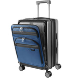 KROSER Hardside Expandable Carry On Luggage 22x14x9 Airline Approved With Front Business Pockets, 20 Inch Suitcases with Wheels, Carry on Suitcase with TSA Lock & USB Port, Black - Haze Blue