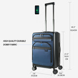 KROSER Hardside Expandable Carry On Luggage 22x14x9 Airline Approved With Front Business Pockets, 20 Inch Suitcases with Wheels, Carry on Suitcase with TSA Lock & USB Port, Black - Haze Blue