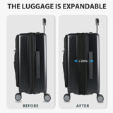 KROSER Hardside Expandable Carry On Luggage 22x14x9 Airline Approved With Front Business Pockets, 20 Inch Suitcases with Wheels, Carry on Suitcase with TSA Lock & USB Port, Black