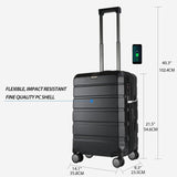 KROSER Hardside Expandable Carry On Luggage with Spinner Wheels & Built - in TSA Lock, Durable Suitcase Rolling Luggage with USB Port, Carry - On 20 - Inch, Black