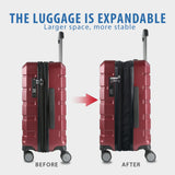 KROSER Hardside Expandable Carry On Luggage with Spinner Wheels & Built - in TSA Lock, Durable Suitcase Rolling Luggage with USB Port, Carry - On 20 - Inch, Burgundy