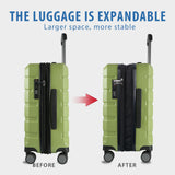 KROSER Hardside Expandable Carry On Luggage with Spinner Wheels & Built - in TSA Lock, Durable Suitcase Rolling Luggage with USB Port, Carry - On 20 - Inch, Green