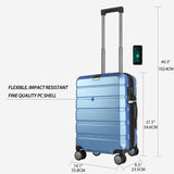 KROSER Hardside Expandable Carry On Luggage with Spinner Wheels & Built - in TSA Lock, Durable Suitcase Rolling Luggage with USB Port, Carry - On 20 - Inch, Light Blue