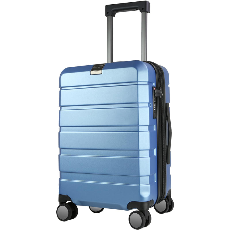KROSER Hardside Expandable Carry On Luggage with Spinner Wheels & Built - in TSA Lock, Durable Suitcase Rolling Luggage with USB Port, Carry - On 20 - Inch, Light Blue