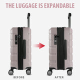 KROSER Hardside Expandable Carry On Luggage with Spinner Wheels & Built - in TSA Lock, Durable Suitcase Rolling Luggage with USB Port, Carry - On 20 - Inch, Matte Purple/Pink