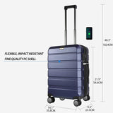 KROSER Hardside Expandable Carry On Luggage with Spinner Wheels & Built - in TSA Lock, Durable Suitcase Rolling Luggage with USB Port, Carry - On 20 - Inch, Navy