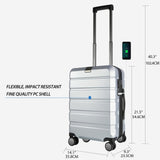 KROSER Hardside Expandable Carry On Luggage with Spinner Wheels & Built - in TSA Lock, Durable Suitcase Rolling Luggage with USB Port, Carry - On 20 - Inch, Silver Grey