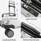 KROSER Hardside Expandable Carry On Luggage with Spinner Wheels & Built - in TSA Lock, Durable Suitcase Rolling Luggage with USB Port, Carry - On 20 - Inch, Silver Grey